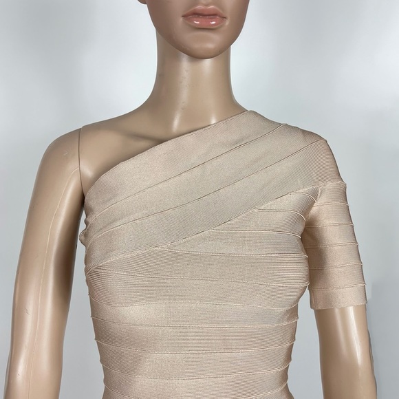 Herve Leger Bandage Bodycon One Shoulder Dress - Picture 2 of 8